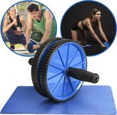 Buikspiertrainer - Ab roller, wheel - Fitness roller, wheel - Buikspierwiel inclusief kniemat.