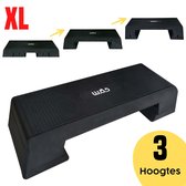 W.O.D Fitness Step Pro XL - Aerobic Step Bankje - Antislip Oppervlak - Verstelbaar In 3 Hoogtes - Zwart
