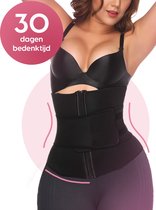 Bodify® Waist Trainer en Shaper Corset Band - Met eBook, Huidplooimeter & Sporttas - Afslankband - Sport Zweetband - M / Zwart