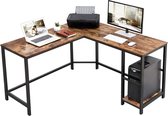 MIRA Home - Bureau - Hoekbureau - Bureautafel - Laptop tafel - L-vormig - Hout/Metaal  - Bruin/Zwart - 138x138x75