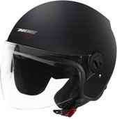 Goedkope Jethelm voor de scooter - Fashionhelm voor de bromscooter - Scooterhelm - Snorfietshelm - Matzwart  M