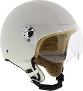 MT Retro helm Leer wit scooterhelm snorfiets helm XS