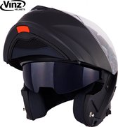VINZ Santiago Systeemhelm Mat Zwart / Systeem Helm / Scooterhelm / Brommerhelm / Motorhelm voor Scooter / Brommer / Motor