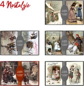 50 stuks Kerstkaarten - Nostalgisch - Vintage - met envelop | 5 pakjes | serie 22-4