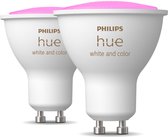 Philips Hue Slimme Lichtbron GU10 Spot Duopack - wit en gekleurd licht - 5,7W - Bluetooth - 2 Stuks