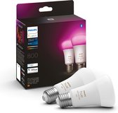 Philips Hue Slimme Lichtbron E27 Duopack - wit en gekleurd licht - 6.5W - Bluetooth - 2 Stuks