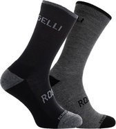 Rogelli Wintersok Merino Wool 2-pack - Grijs & Zwart - Maat 44-47