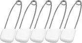 5 veiligheidsspelden met beschermkap - wit - 5,4 cm - baby safety pins