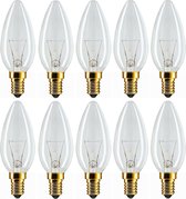 10 stuks Philips gloeilamp kaarslamp 40W E14 helder