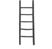 Teakhouten Ladder | Zwart Gecoat Teak | 50x5x150 | Handdoekladder 5 Stijlen | Decoratieve Ladder Hout