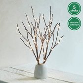 Decoratie takken met LED licht op batterij - Takken met verlichting - Kerstversiering voor binnen - Takkenbos - 5 stuks - Inclusief batterijen - Warm wit