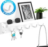 Happy Goods - Sleutelrekje sleutelhouder incl plakstrip, schroefjes en magneet - Sleutel organizer van RVS - Wit Sleutelrek - Sleutelrekje modern - Sleutels - Opbergrek - Sleutelbord - Duurzaam - Meubel - Wandrek