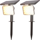 2x HOFTRONIC Eagle - Solar tuinspot - Zwart- IP65 Waterdicht - 2 lichtstanden en 2 lichtkleuren (3000K & 4000K) - Wintersolar technologie - Tuinverlichting op Zonne-energie - Voor grond/tegel en wand - grondspot - wandspot