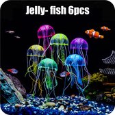 FISH STAR - Gloeiende kwallen aquarium decoratie set van 6 - glow in the dark