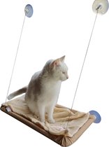 Tigerfield kattenmand voor aan het raam (platte vorm) - Kattenhangmat - Kattenhangmand - Beige - Max. 20 kg - Incl. wasbaar kleedje