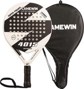 CAMEWIN Padel Racket – Wit – met Gratis Opberghoes - Padelracket