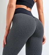 TikTok Legging - Dames - Butt lifting - TikTok broek - TikTok Yogapants - Grijs/Zwart - Maat Large