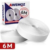 AWEMOZ Klittenband Zelfklevend - 6 Meter Lang - Velcro Wit - Extra Sterk