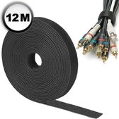 AWEMOZ Velcro Kabelbinders 12 Meter Lang - Kabelsbinders Klittenband - Zwarte Kabel Organiser - Kabel management - Cable Organizer