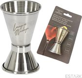 ESTARK® - Maatbeker Cocktail - 30ml - Barmaatje - Drankmaatje - RVS Barmaat - RVS - Cocktail Maatje - Drinkmaatje - Maatbeker - 30ml - 15ml - Sterke drank - Alcohol Maatbekertje - INOX - Roestvrij Staal - Zilver