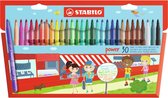 STABILO Power - Viltstift - Tot 8 Weken Zonder Dop - Etui Met 30 Kleuren