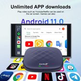 Originele CarlinKit carkit Live TV, Netflix, Youtube, iptv in de auto via autoscherm infotainmentsysteem Apple/Android 11.0 AIBOX Plus Draadloze CarPlay & Draadloze Android Auto Adapter, RAM 4G+ROM 64G, Qualcomm QCM6125 Octa-core Processor