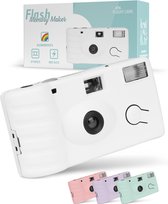 Flashycams - Wegwerpcamera - Camera - Wegwerp - Analoge - Disposable - Fotocamera - Met rol - 27 Foto's - Voor bruiloften - Vakantie - Vrijgezellenfeest - Wit - Kleurenfoto's - Flits - Nightvision