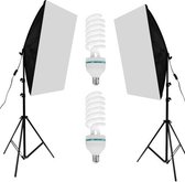 Softbox studiolamp set van 2  - Fotografie lampen met statief - In hoogte verstelbaar - 50x70 cm - Zwart