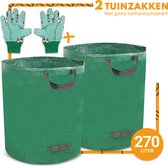 Groots 2 Tuinafvalzaken met Handschoenen – Tuinzak – Big bag – Afvalzak voor Tuinafval – 272 liter – 2 stuks  herbruikbaar - Groen