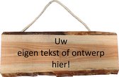 Van hout gemaakte naambord voordeur gepersonaliseerd met eigen tekst en of afbeelding - Boomschors douglas hout - 19x50cm