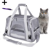 Katten, Honden en Knaagdier Reistas + Tonova Pen - Max 8 KG - 43 x 25 x 28 cm - Small - Grijs - Huisdier Draagtas - Knaagdier Reiskennel - Reistas Kat - Kattentas - Transporttas - Transportbox