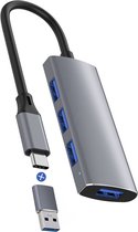 Rolio USB C Hub - 4 Poorten USB 3.0 Hub - 5Gbps - USB Splitter - incl. Opzetstuk