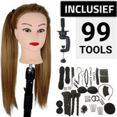 Tess - Oefenhoofd met Statief - 99 Accessoires - Kaphoofd voor Meisjes - Kappershoofd - Kappop voor Kinderen - Blond Haar - 70cm