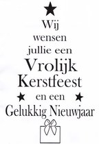 Muur/raamsticker - kerst - wij wensen jullie een vrolijk kerstfeest - wit - 30x50 cm.