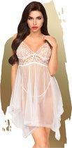 Penthouse Lingerie Naughty Doll - Erotische Babydoll - Maat S/M - Wit