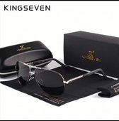 KingSeven Piloten Zonnebril - Unisex - UV400 - Gepolariseerd - Grijs/Zwart