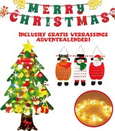 Vilten Kerstboom voor Kinderen - Kerst - Kunstkerstboom - Versiering - Kerstdecoratie - Kerstverlichting - Kerstcadeau - Incl. Merry Christmas & Cadeautas