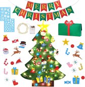 Fissaly® Kerstdecoratie Set inclusief Vilten Kinder Kerstboom, Versieringen, Verlichting & Merry Christmas Slinger - Kerstcadeau - Kinderen & Kind