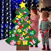 Vilten Kerstboom Voor Kinderen Kunstkerstboom Met Verlichting - Met Versieringen - Mini Kerstboom - Kinderkerstboom - Kerstcadeau - Inclusief Verlichting - Muurboom