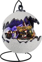 Kristmar kerstbal met led verlichting en muziek – Kerstbal met draaiende carrousel – Stevig kerstbeeldje – L29.5xB21.5xH28.5 cm – Polyresin – LED - Multicolor