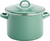 Lite-Body Magnus Soeppan/Stamppotpan met deksel - 24cm/8l - Emaille - Olijf groen