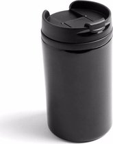 Warmhoudbeker/warm houd beker metallic zwart 320 ml - RVS Isoleerbeker/thermosbekers voor onderweg
