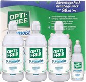 OptiFree PureMoist Lenzenvloeistof - 3 x 300ml + 90ml + 3 lenshouders - Halfjaarpakket