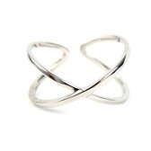 Zilveren “X” ring - Verstelbaar - Gerhodineerd