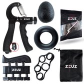 ZEUZ® 5-Delige Fitness Handtrainer Set – Trainer voor Hand, Onderarm, Pols & Vingers – Stressbal, Knijphalter, Stretcher & Grip bal – Anti RSI