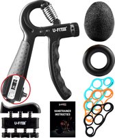 U-Fit One 7 Delige Handtrainer Set - Verstelbare Teller Handgrip - Handknijper - Knijphalter - Stressbal - Vingertrainer - Onderarm Trainer