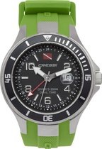 Cressi Traveller Dual Time Duikhorloge, zwarte wijzerplaat, groene band