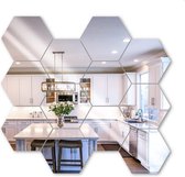 Recalma Hexagon Plakspiegels - Woonkamer decoratie - Wandspiegel - Spiegels - 12 stuks - 184 x 160 x 92 mm