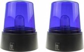 Set van 2x Politie zwaailamp/zwaailicht met blauw LED licht 11 cm - Politie speelgoed voor kinderen