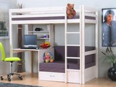 Thuka - Hoogslaper - 98x208 cm - Wit - Met bank en grijze kussens